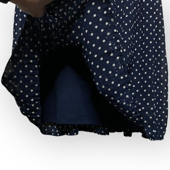 Urban Outfitters Pins and Needles Women's Navy Blue Cream Polka Dot Dress Size L - Picture 12 of 16